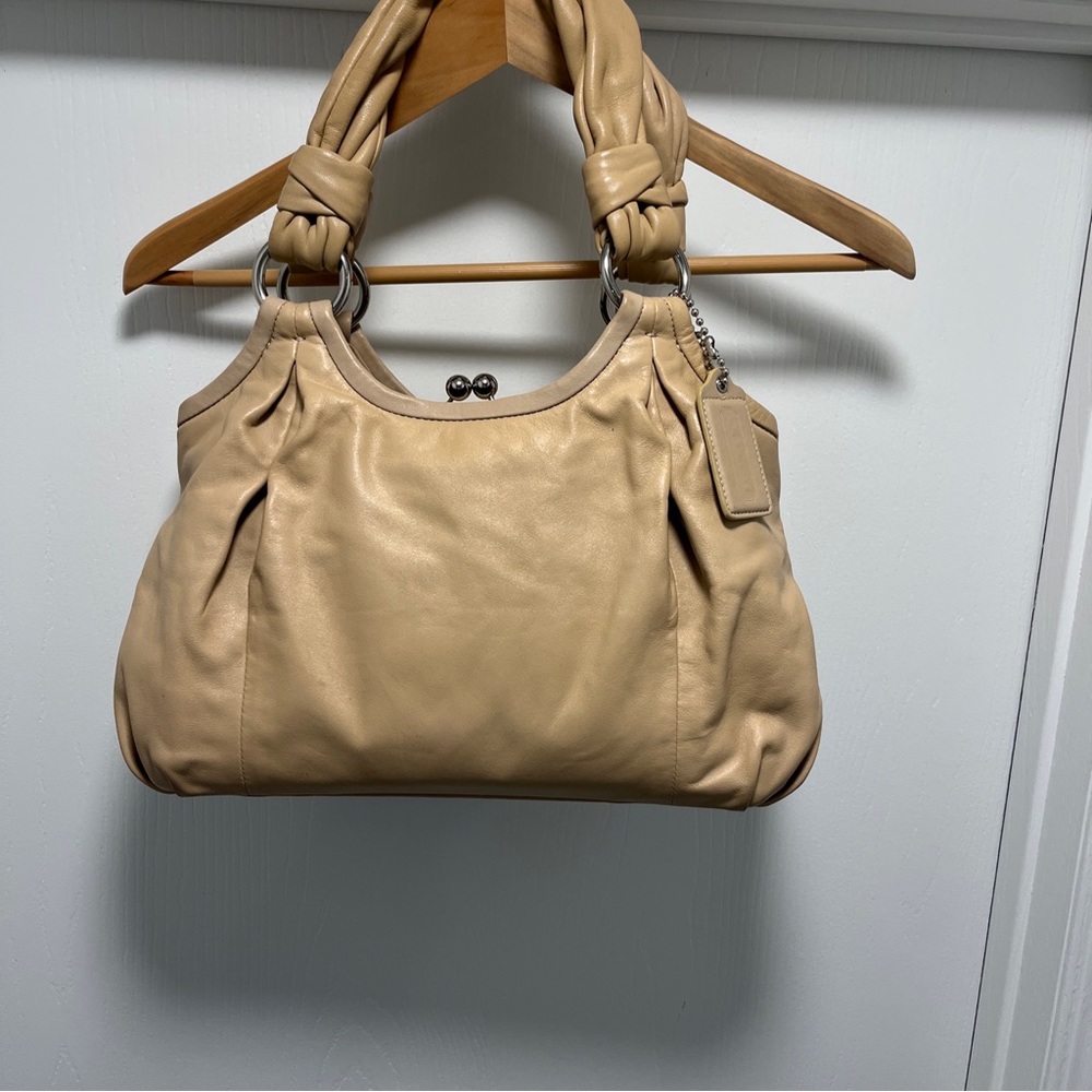 Coach Purse Parker Hobo Taupe Leather